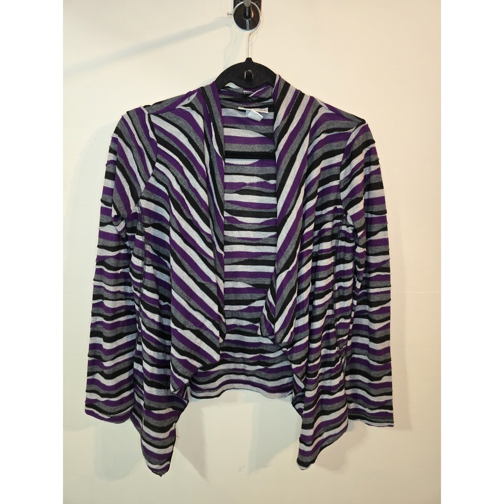 Y2K Self Esteem Striped Open Front Cardigan Women's Large Grunge Indie Layered